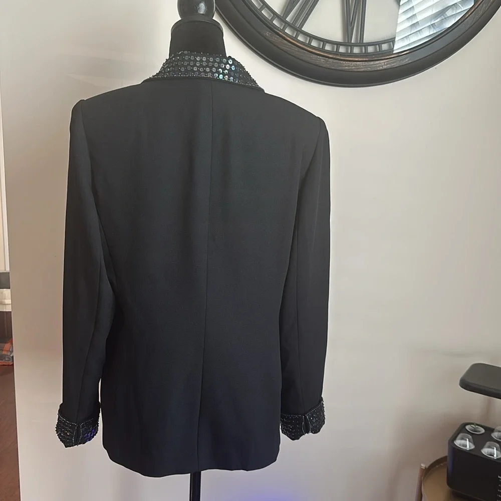 Clio Black Sequin Collar & Cuffs Jacket
